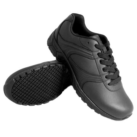 solid black leather tennis shoes.